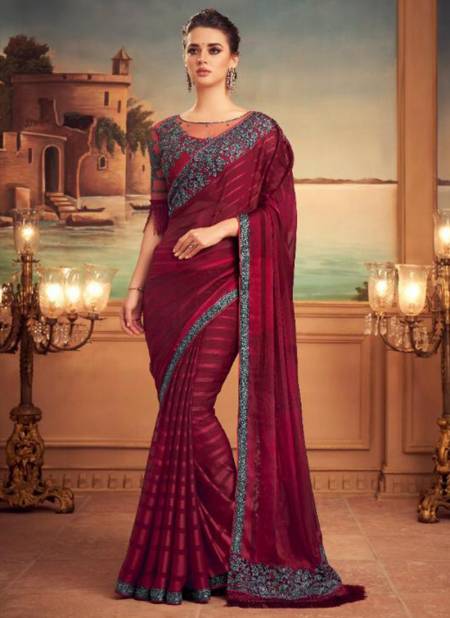 Maroon Colour TFH SILVER SCREEN 15th EDITION Fancy Heavy Party Wear Mix Silk Stylish Designer Saree Collection 25006